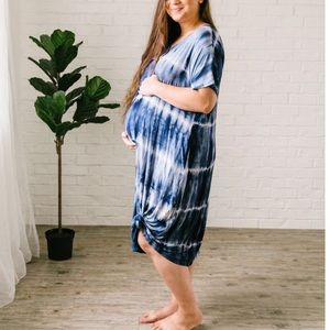 Nesting Olive Midnight Navy TieDye Maternity Dress